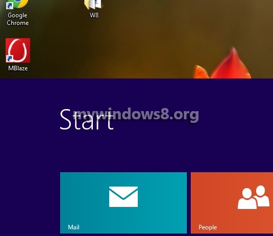 Immersive Taille to merge Desktop and Start Screen in Windows 8 Start Screen at bottom