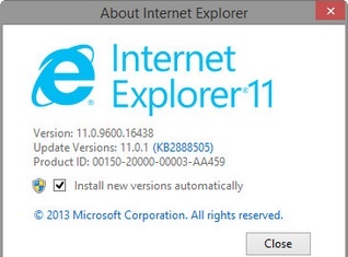 IE11 got MS13-088: Cumulative security update, jumped to IE version 11.0.1 IE v11.0.1