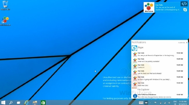 Leak shows New Notification Center in Windows 9 Leak shows New Notification Center in Windows 9