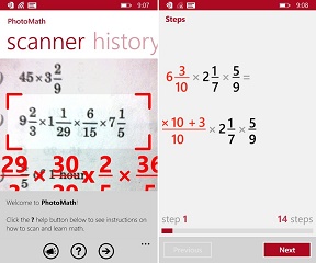 PhotoMath app for Windows Phone- a camera scanner equation solver PhotoMath app for Windows phone