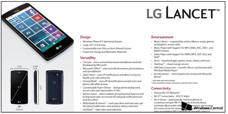 LG Lancet: Verizon’s new Windows Phone, check out the specs LG Lancet: Verizon's new Windows Phone, check out the specs