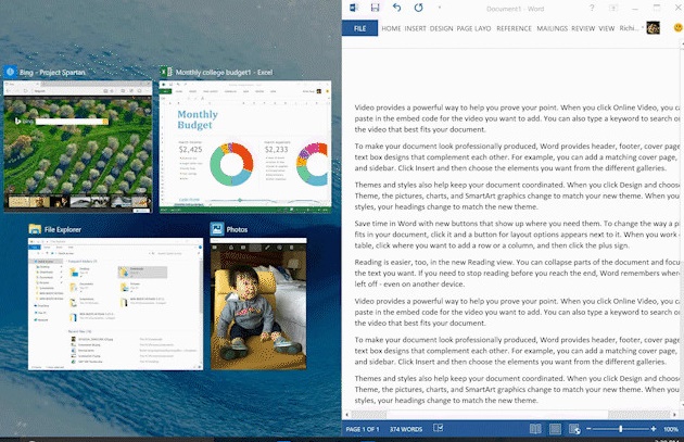 Aero Snap of Windows evolves to Snap with Windows 10 Aero Snap of Windows evolves to Snap with Windows 10