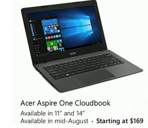 Microsoft unveils new Acer Windows 10 Cloudbook Microsoft unveils new Acer Windows 10 Cloudbook
