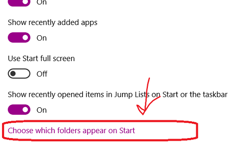 choose which folders appear on start