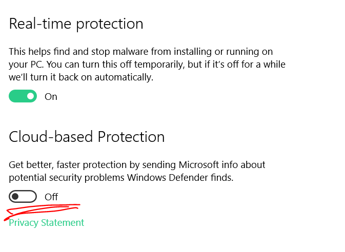 windows 10 cloud based protection