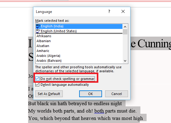 How to Disable Spelling & Grammar Check For A Paragraph In MS Word How to Disable Spelling & Grammar Check For A Paragraph In MS Word