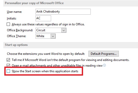 How to bypass MS Word 2013 Start Screen and open blank documents How to bypass MS Word 2013 Start Screen and open blank documents
