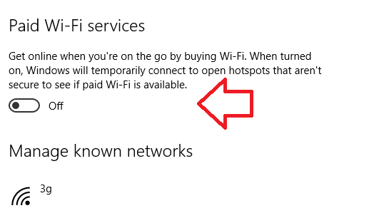 what is paid wifi and cellular windows 10