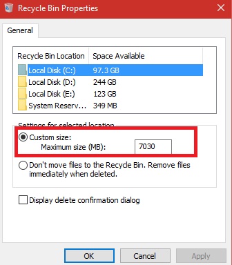 How to Change Maximum Storage Size for Recycle Bin in Windows 10? How to Change Maximum Storage Size for Recycle Bin in Windows 10?