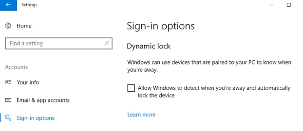 How to Enable Dynamic Lock in Windows 10?