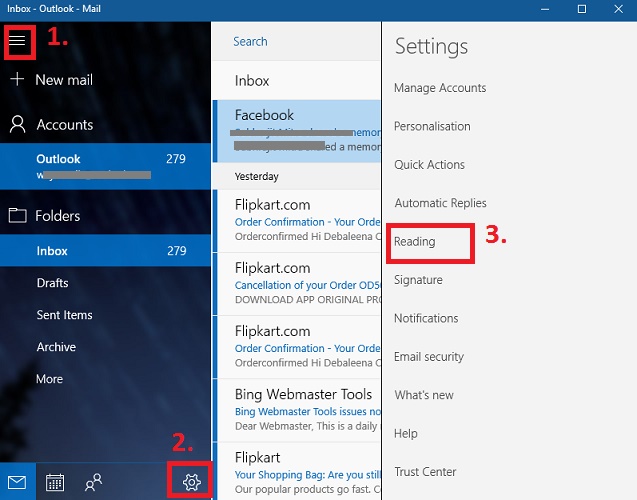 disable focused inbox in windows 10 mail app