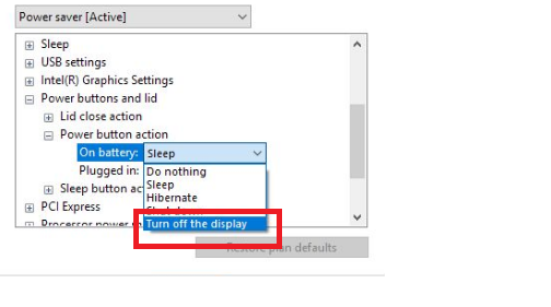 How To Configure The Power Button To Turn Off The Display In Windows 10?