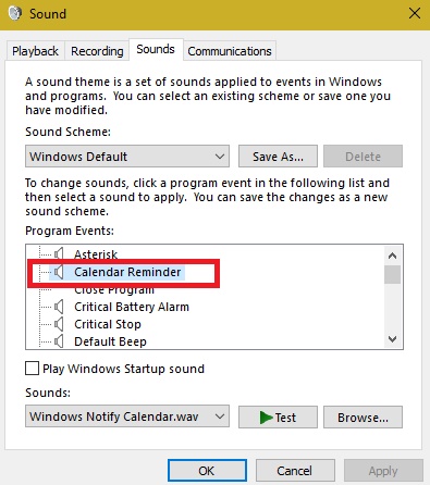 How To Change Calendar Reminder Sound In Windows 10?
