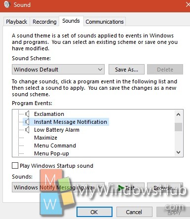 How To Change Instant Message Notification Sound In Windows 10?