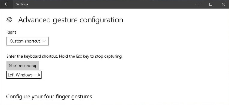 How To Bind A Keyboard Shortcut To A Swipe Gesture In Windows 10? custom swipe