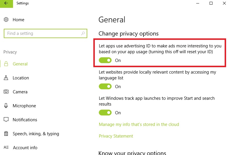 How To Prevent Advertising Apps From Accessing App Usage On Windows 10?