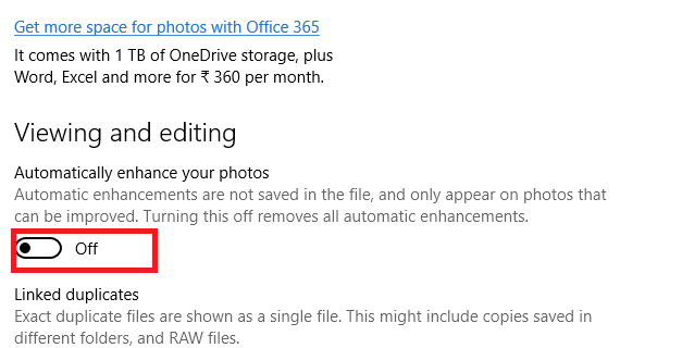 How To Turn Off Auto Enhancement in Photos App in Windows 10?