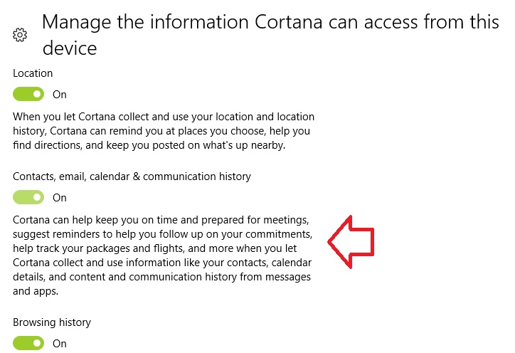 How To Prevent Cortana From Accessing The Contacts, Email, Calendar and Communication History of Windows 10?