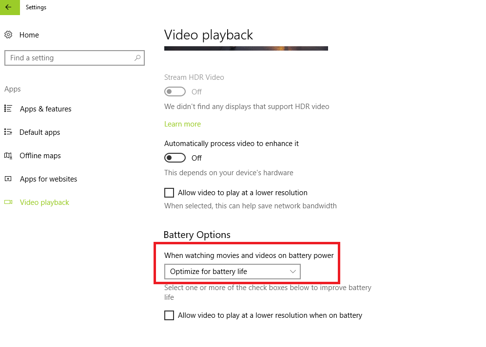 How To Optimize Battery While Playing Videos On Windows 10?