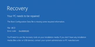 Error Code 0xc0000185: Boot Configuration Data Is Missing