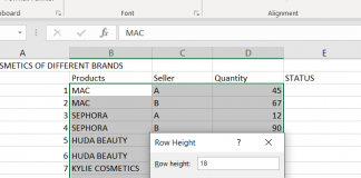 How To Resize A Table, Column, Or A Row In MS Excel? row height
