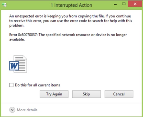 Windows 10 Error 0x80070037