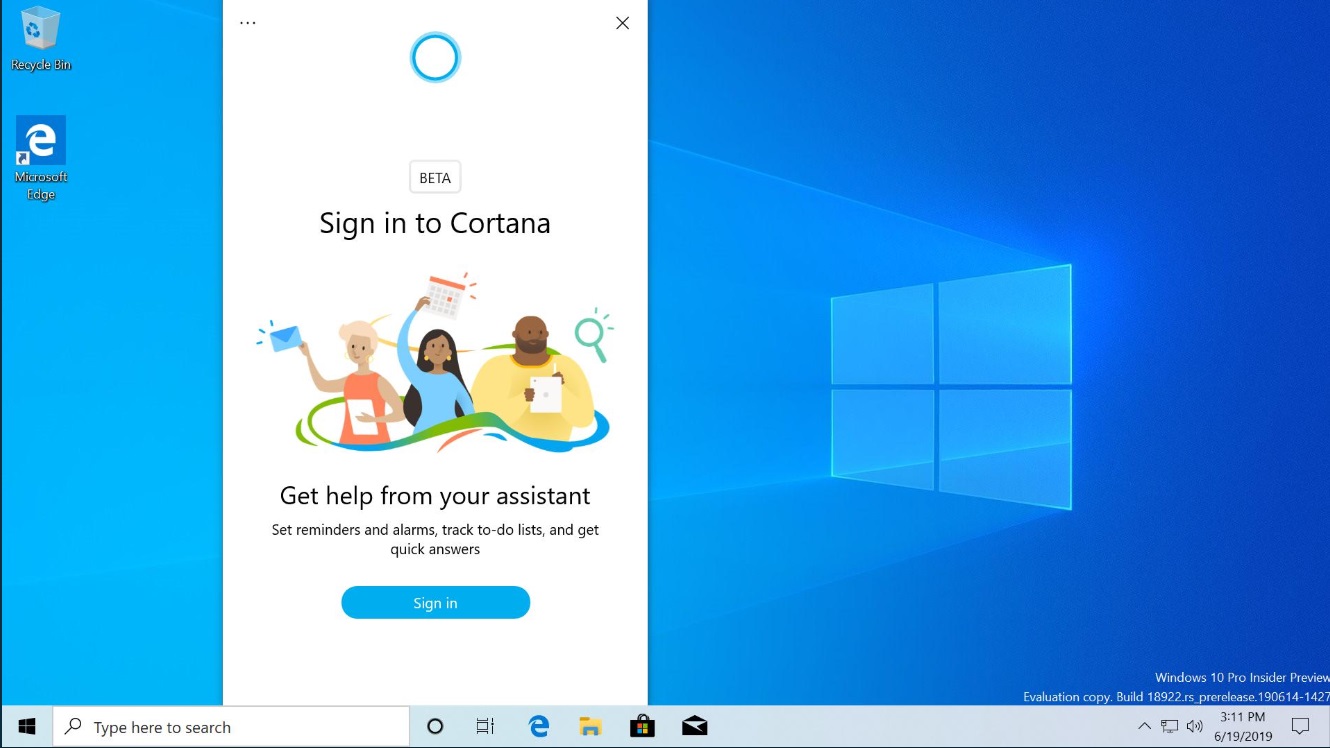 Windows 10 Build 18922 Brings A Standalone Cortana Beta App