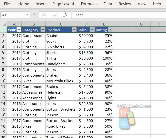 excel how many rows in a table