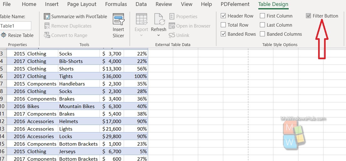 filter-button ms excel