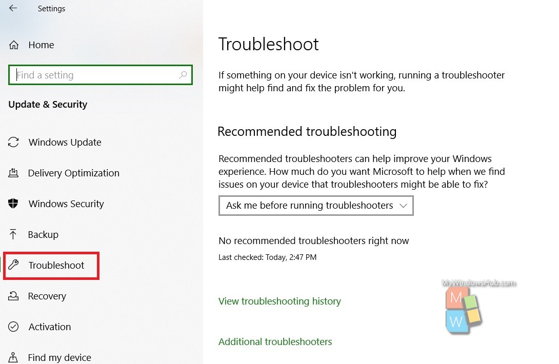 recommended windows update troubleshooter
