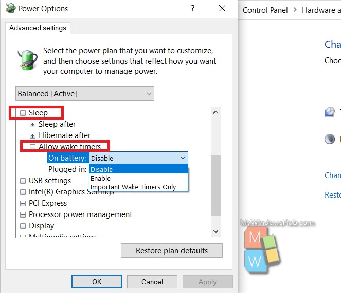 How To Enable/Disable To Allow Wake Timers in Windows 10