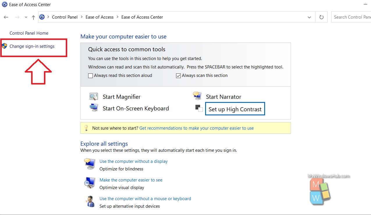 How To Change Assistive Technology Sign-in Settings In Windows 10