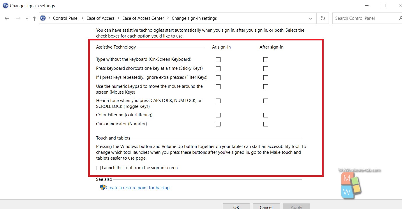How To Change Assistive Technology Sign-in Settings In Windows 10
