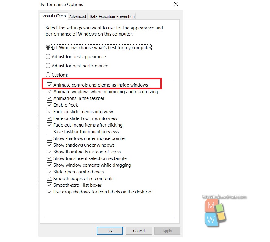 How To Enable Or Disable Animate Controls And Elements Inside Windows 10?