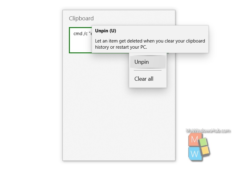 How To Pin/Unpin Items In Clipboard History in Windows 10?