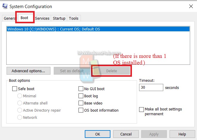 How To Delete Boot Loader Entry In Boot Options Menu At Startup in Windows 10?