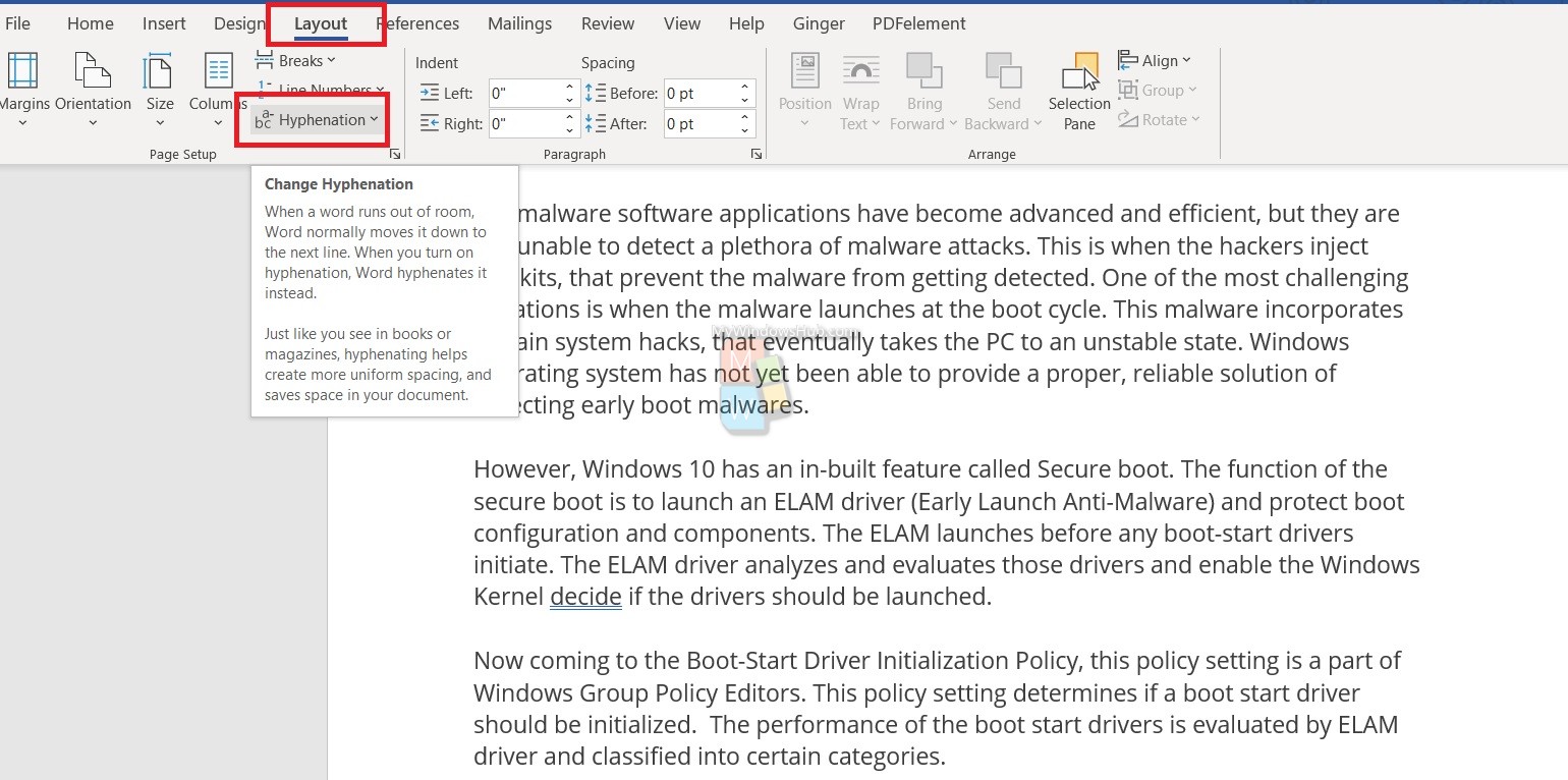 How To Use Hyphenation In MS Word