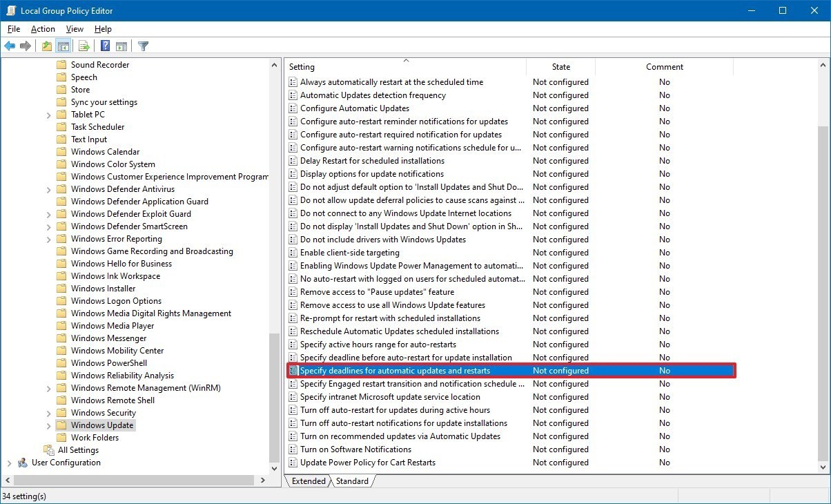 How To Specify Deadlines For Automatic Updates And Restarts In Windows 10