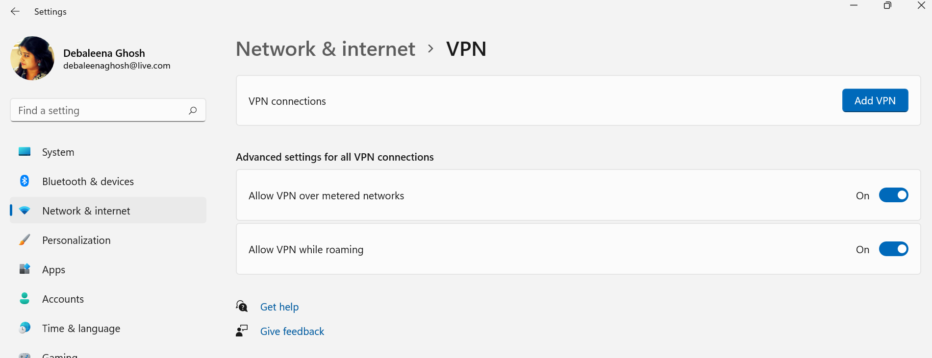 How To Turn On/Off VPN For Roaming And Metered Connection In Windows 11