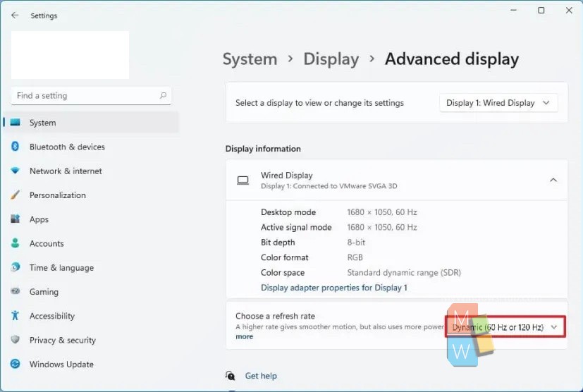 Enable or Disable Dynamic Refresh Rate (DRR) in Settings Windows 11