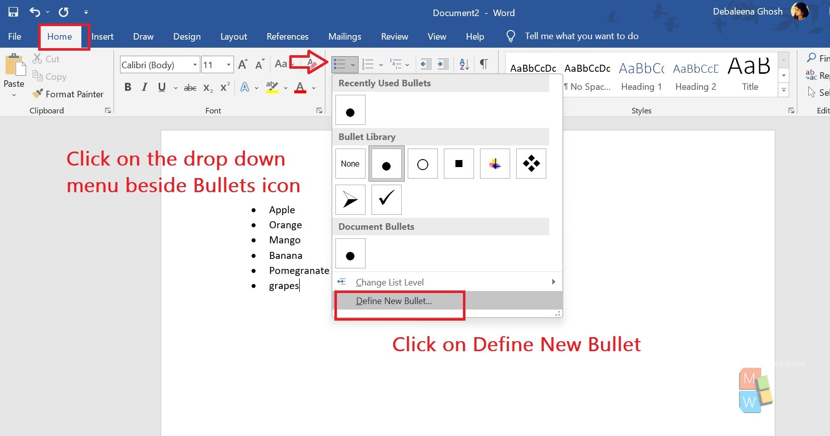 default checkbox ms word